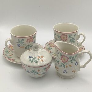 Vintage Churchill England Set - Creamer, Sugar and Two Cups and Saucers